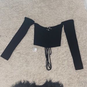 Black Off The Shoulder Back Detail Top